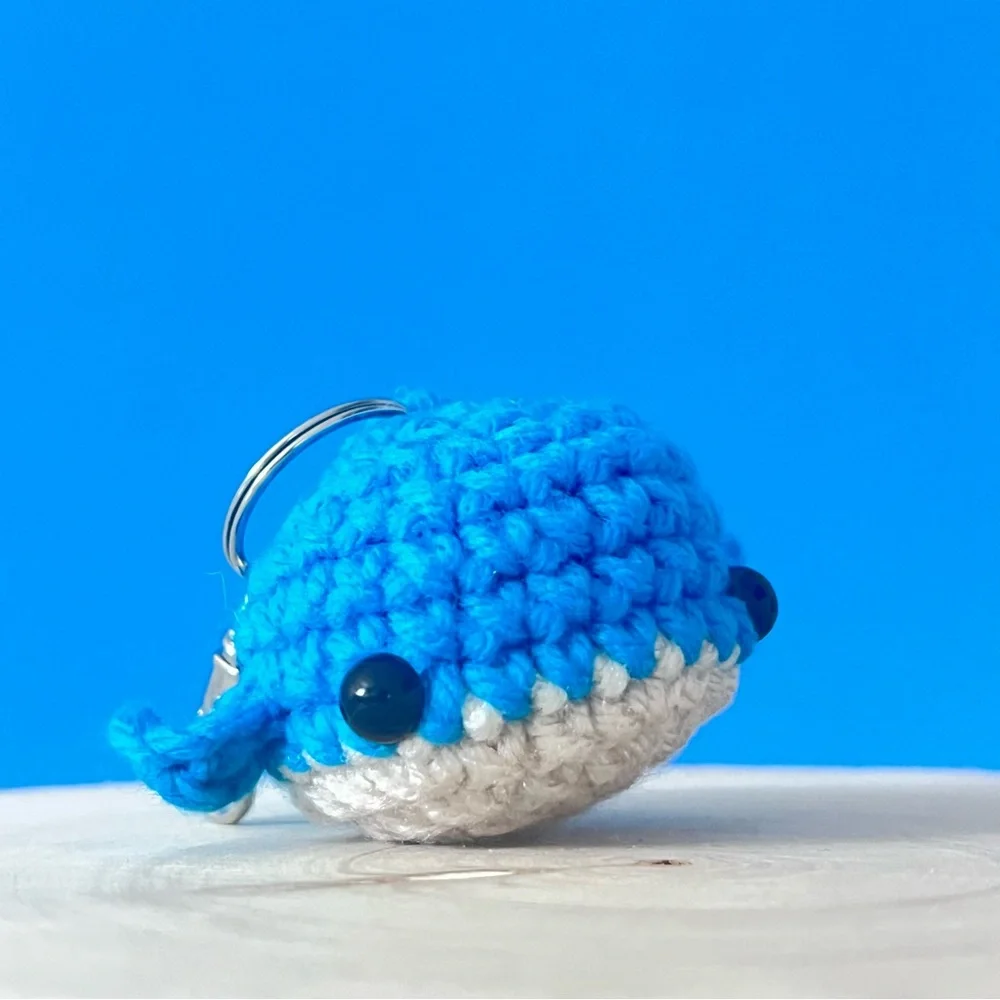 Handcrafted Blue Crochet Whale Keychain